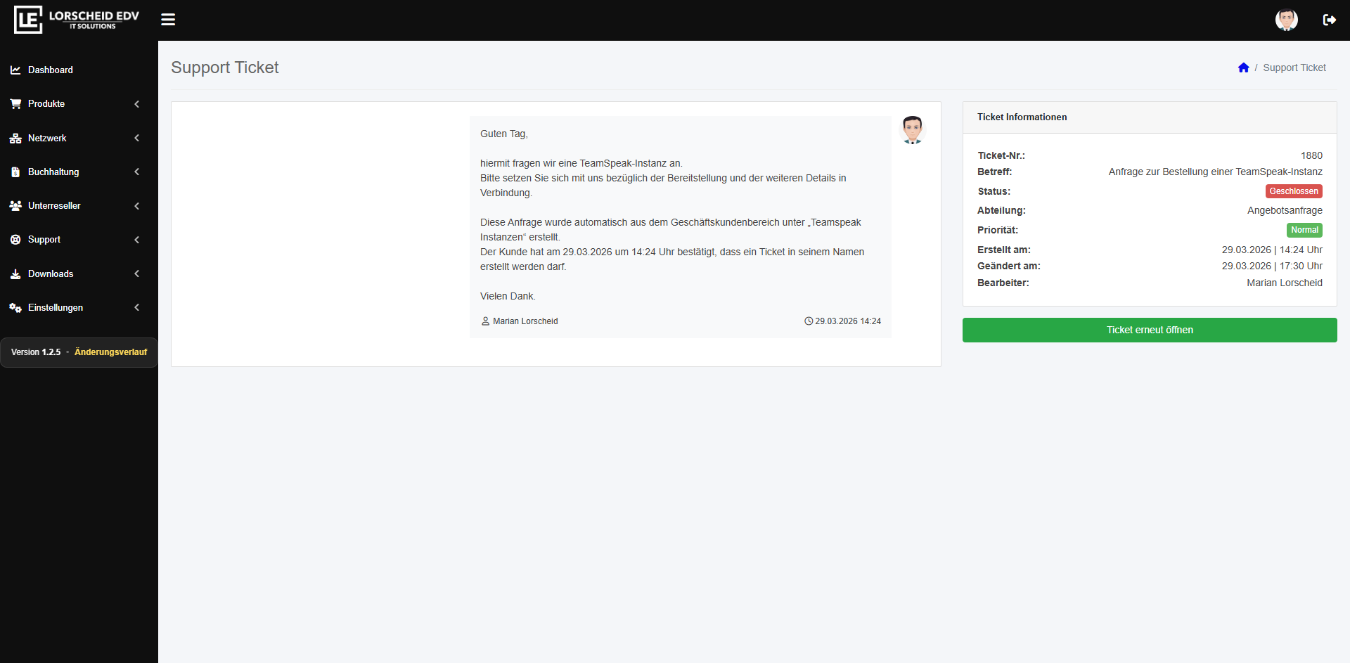 Reseller Interface Screenshot 2