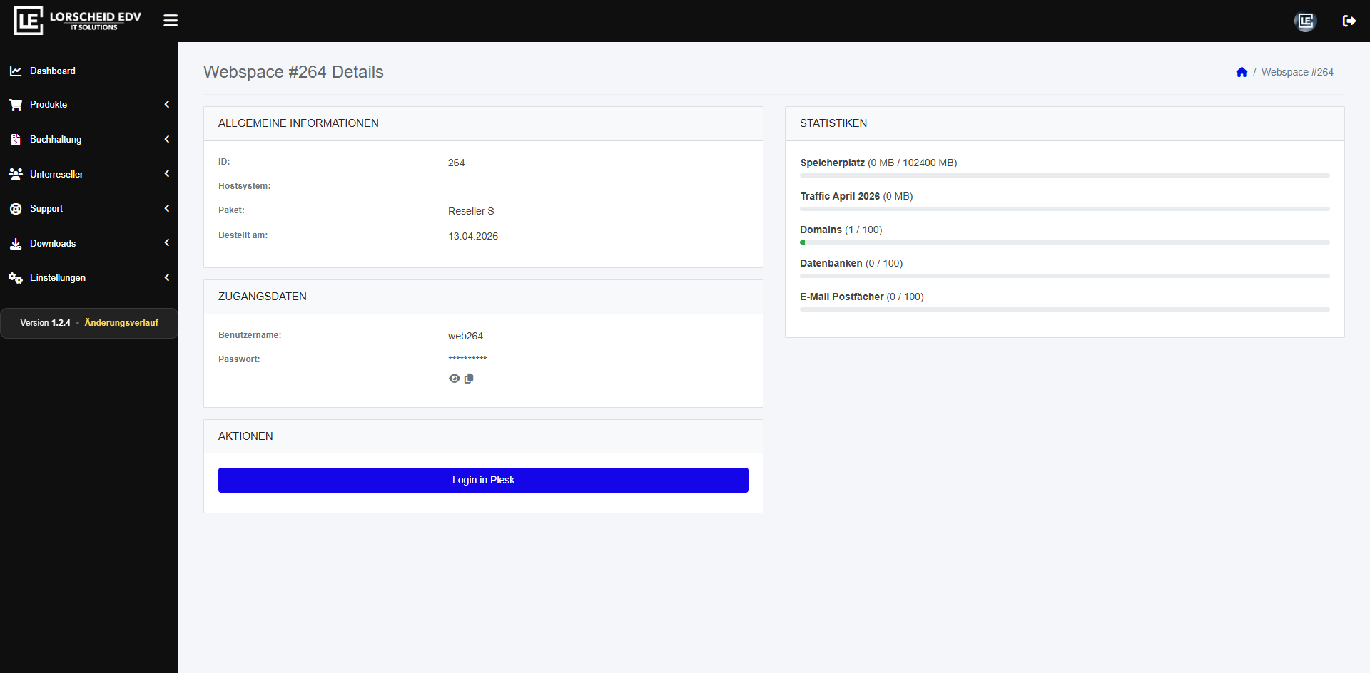 Webspace Details